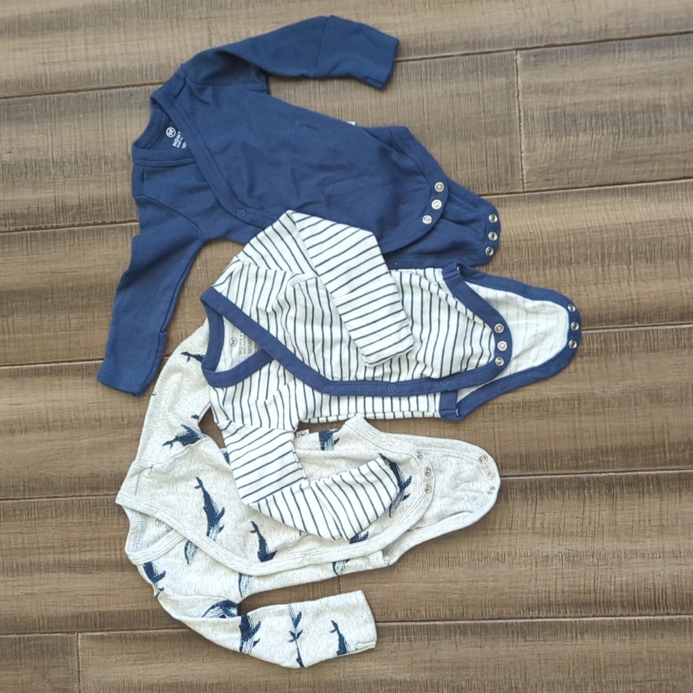 NWOT Honest Baby Organic Cotton Long Sleeve Side-snap Bodysuits / 3pack